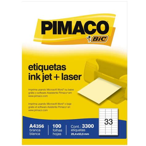 Etiqueta Adesiva InkJet E Laser A4 25 4x63 5mm Branco A4356 100 Folhas