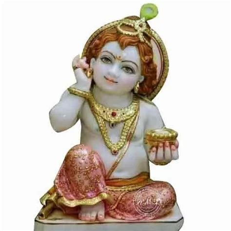 Multicolor Marble Bal Gopal Statue For Temple Size Dimension 12 Inch