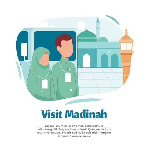 Premium Vector | Illustration of visiting medina and pilgrimage