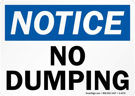 Notice No Dumping Sign Sku S 4270