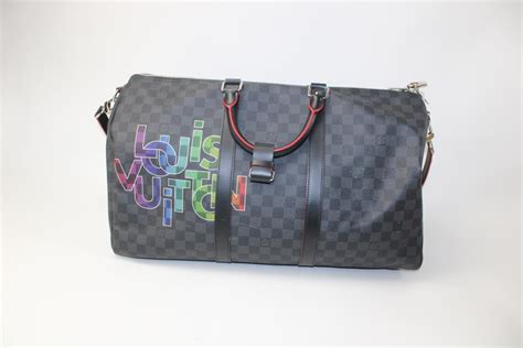 Louis Vuitton Black With Rainbow Letterings Duffel Bag Property Room