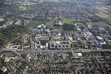 Mainz von oben Campus Gelände der Universität Johannes Gutenberg in