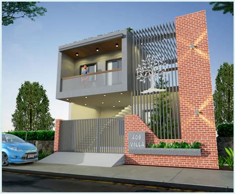 X East Facing Front Elevation House Design Samasthiti Constructions