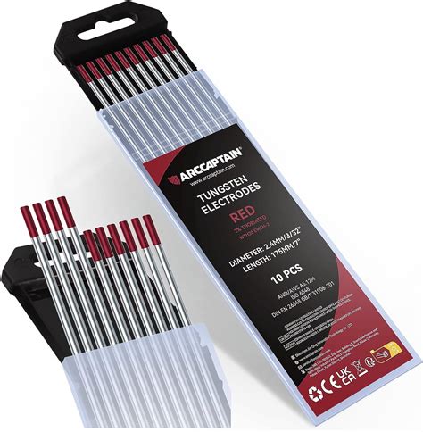 ARCCAPTAIN TIG Welding Tungsten Electrode 10 Pack 3 32 X 7 Red 2