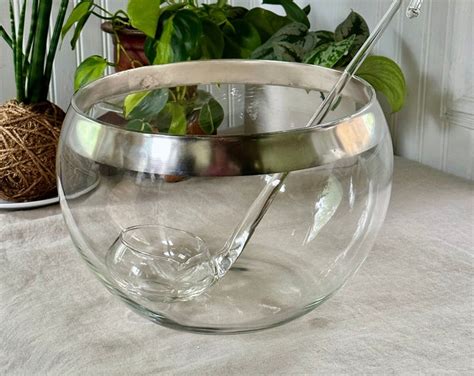 Mid Century Dorothy Thorpe Style Glass Punch Bowl Roly Poly Sterling