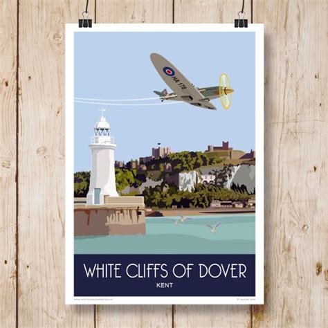 Folkestone Lighthouse Travel Poster Of Folkestone A4 A3 Etsy Uk