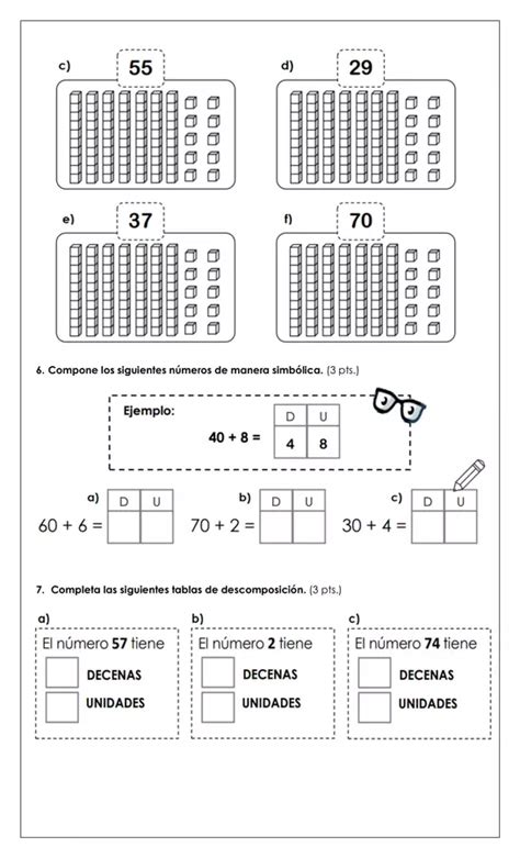 Prueba 2 básico Leer números hasta el 80 valor posicional unidad y