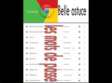 Comment Afficher Tous Les Mots De Passe Enregistr S Sur Chrome Youtube