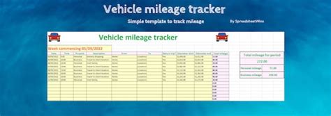 Vehicle Mileage Tracker Excel Template - Etsy