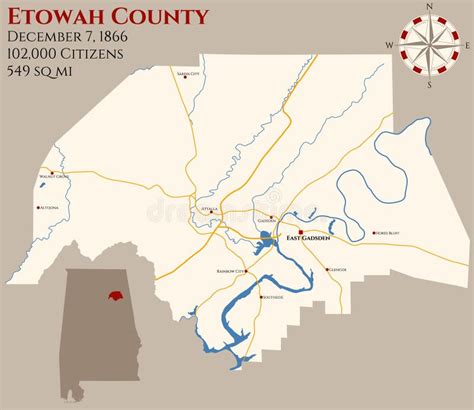 Map Of Etowah County In Alabama Stock Vector Illustration Of Citizens