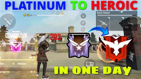 Platinum To Heroic In One Day Heroic In One Day Solo Rank Push Free Fire Youtube