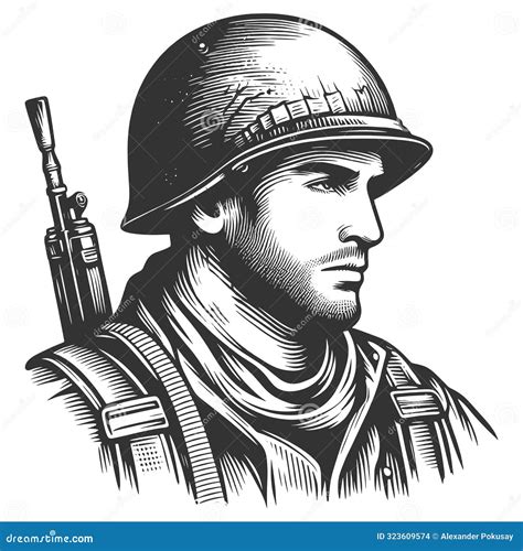 Soldier Portrait Engraving Vector Illustration Stock Vector Illustration Of Poster Vintage