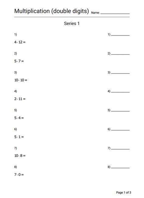 Multiplication Worksheet Series 1 Geek Slop Online