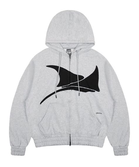 Musinsa Glack Ghd Manta Applique Hood Zip Up Gray