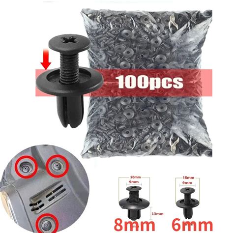 6mm 8mm Plastic Rivets Fasteners Screw Car Bumper Fender Black Rivet Car Fastener Clips For