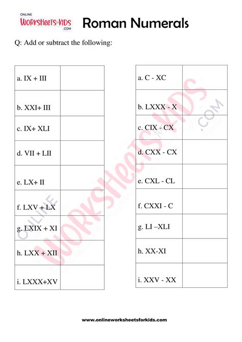 Roman Numerals Worksheet Grade 3 05 Worksheets Library