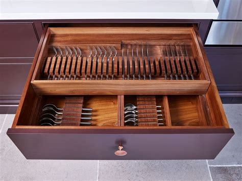 Cutlery Drawer Insert Handmade In Walnut Wood With Handcarved Insert