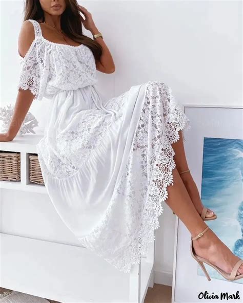 Olivia Mark Contrast Lace Off The Shoulder Maxi Dress Olivia Mark