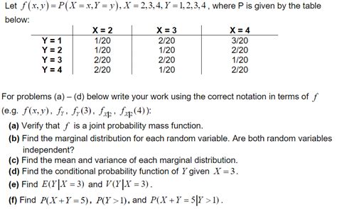 Solved Let F X Y P X X Y Y X 2 3 4 Y