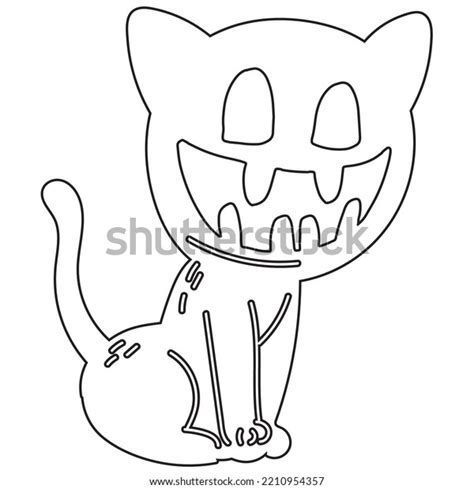 Horror Cat Halloween Vector Outline Icon Stock Vector Royalty Free