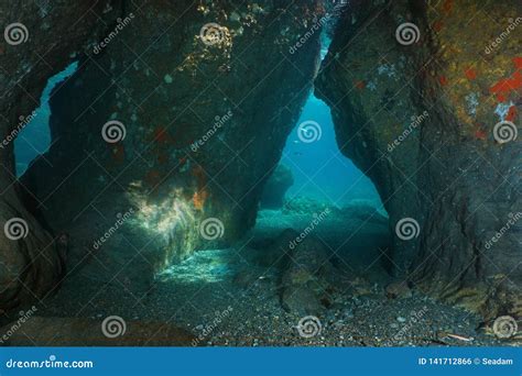 Passage between Rocks Underwater Mediterranean Sea Stock Photo - Image ...