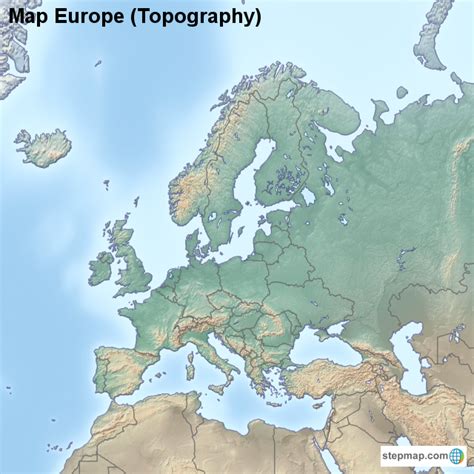 StepMap Map Europe Topography Landkarte für Europe