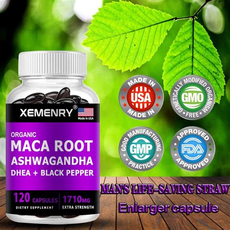 Natural Black Maca Root And Ashwagandha Capsules Maca Root Capsules