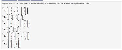 Solved Point Which Of The Following Sets Of Vectors Are Chegg