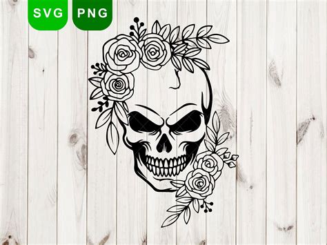 Skull Svg File Floral Skull Svg File Flower Skull Svg Skull Cut File Floral Skull Clip Art