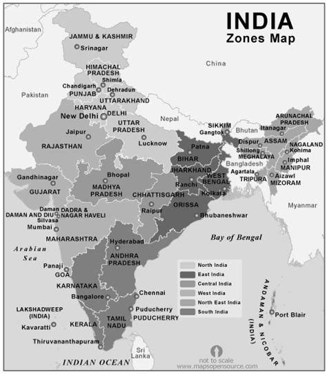 Free India Zones Map Black And White Map Of India Zones States Open