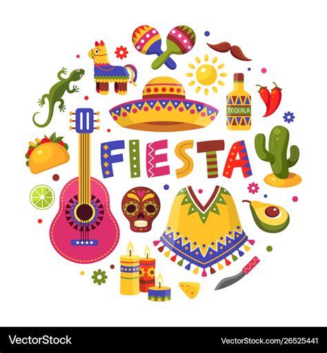 Mexican holiday set traditional poster for fiesta Vector Image