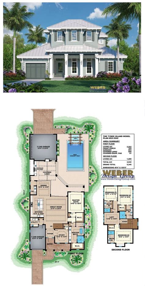 Beach House Plan: Caribbean/Florida Style Coastal Home Floor Plan ...