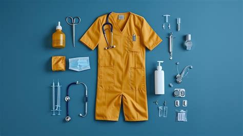 Premium Photo Female Nurse Uniform In The Style Of Knolling