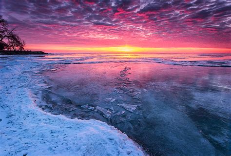 sunset, Winter, Lake, Ice, Cold Wallpapers HD / Desktop and Mobile ...