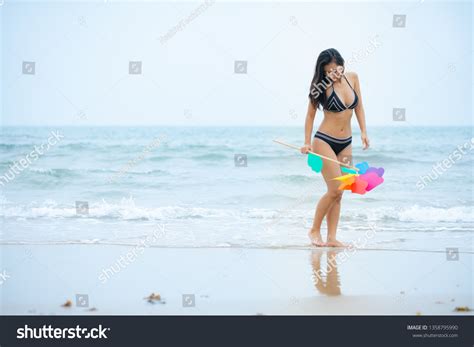 Sexy Bikini Body Asian Woman Playful Stock Photo 1358795990 Shutterstock
