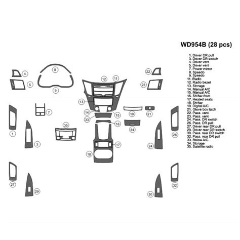 B I WD954B RBA 2D Raw Brushed Aluminum Small Dash Kit 28 Pcs