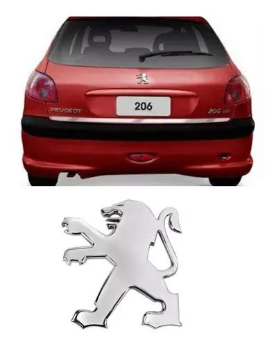 Emblema Logo Tampa Traseira Peugeot 206 207 Leao Cromado Parcelamento