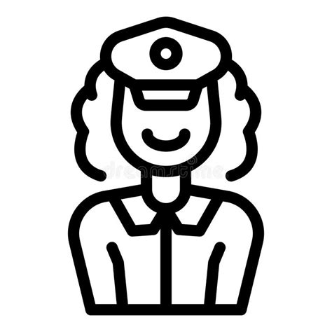 Smiling Woman Police Officer Wearing Uniform And Hat Icon Stock Illustration Illustration Of