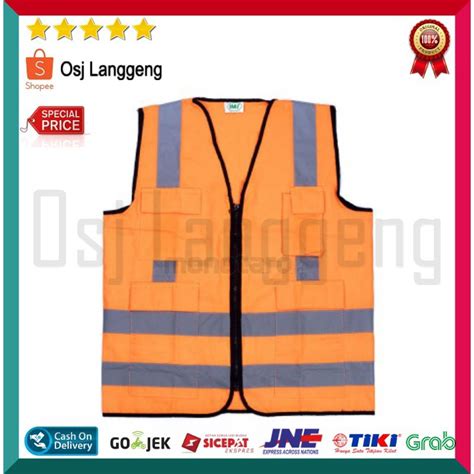 Jual Bisa Cod Rompi Safety Vest Bahan American Drill 4 Kantong Imj