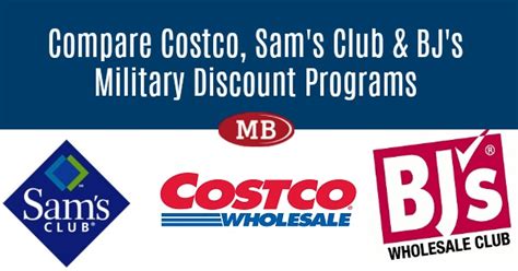 Compare Costco Sam S Club And Bj S Wholesale Military Discount Programs