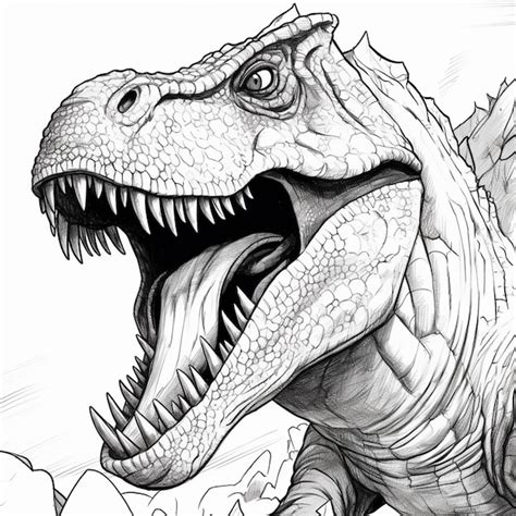 Un Dibujo De Un Dinosaurio Con La Boca Abierta Y La Boca Abierta