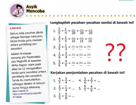 Kunci Jawaban Matematika Kelas Halaman Lengkapilah Pecahan Pecahan