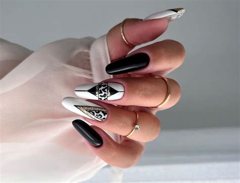 Unha Preta E Branca Com Glitter - Unhas Brancas Com Desenho Preto Unha Preta Decorada Com Glitter: O