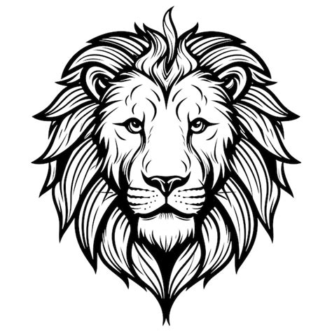 Premium Vector Black And White Lion S Head With Long Mane