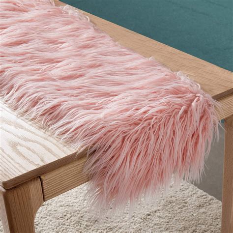 Faux Fur Table Runner Decorative Mongolian Fur Table Flag Modern Dining Fabric