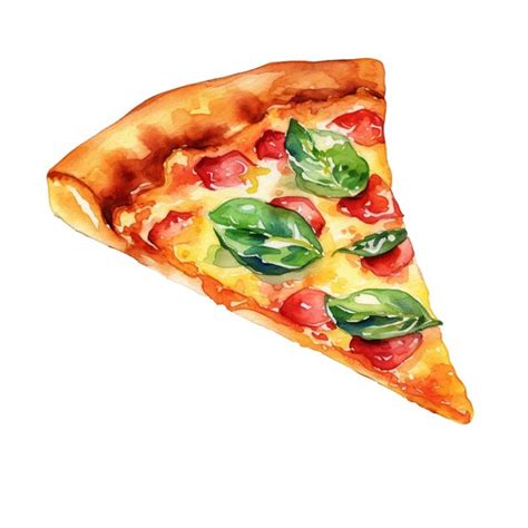 Premium Photo Watercolor Slice Of Pizza