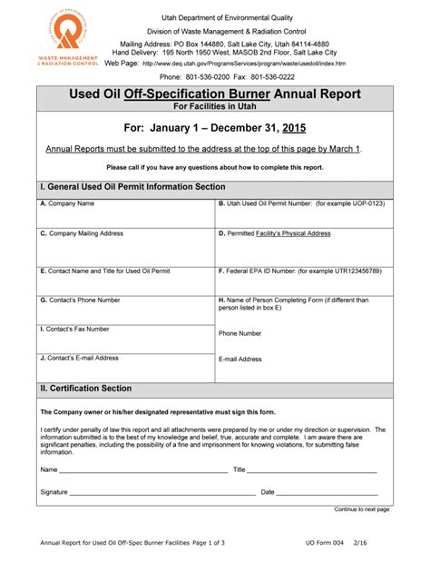 Fillable Online Deq Utah Utah Department Of Environmental Quality