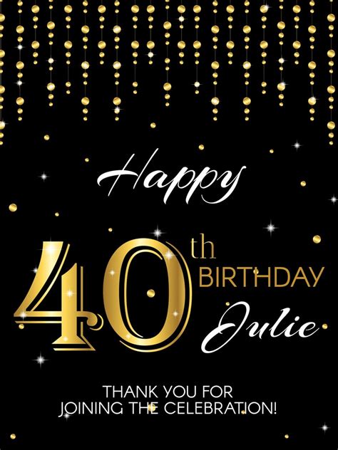 40th Birthday Welcome Sign Printable Elegant Design Bundle Offer