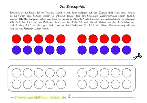 Zwanzigerfeld Mit Rechenpl Ttchen Zum Ausschneiden Rechenhilfe Klasse