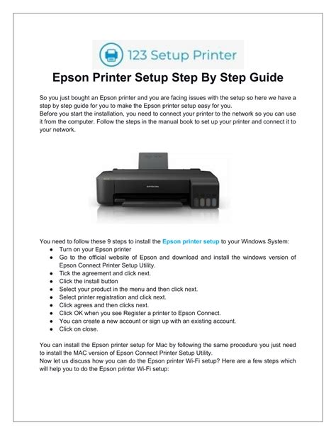 Ppt Epson Printer Setup Step By Step Guide Powerpoint Presentation